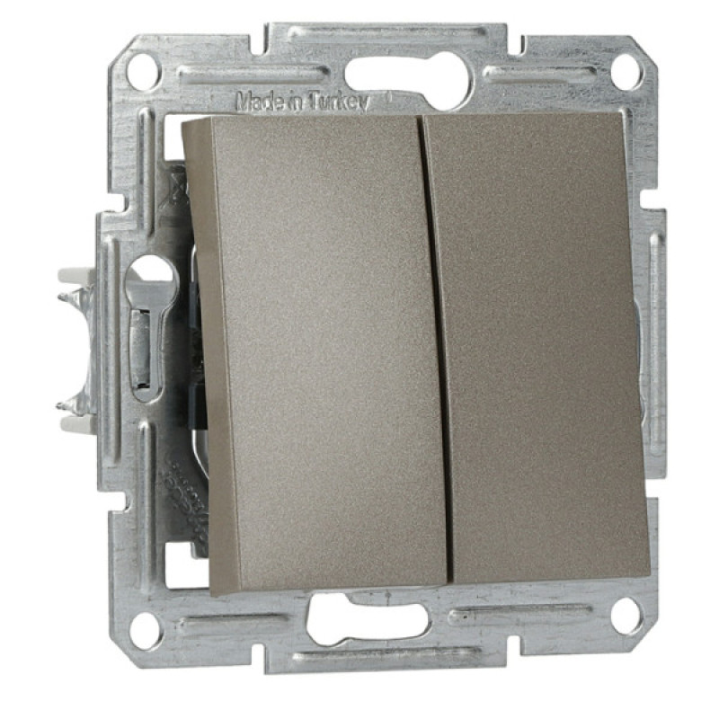 Перемикач 2-клавішний без рамки бронза Asfora, EPH0600169