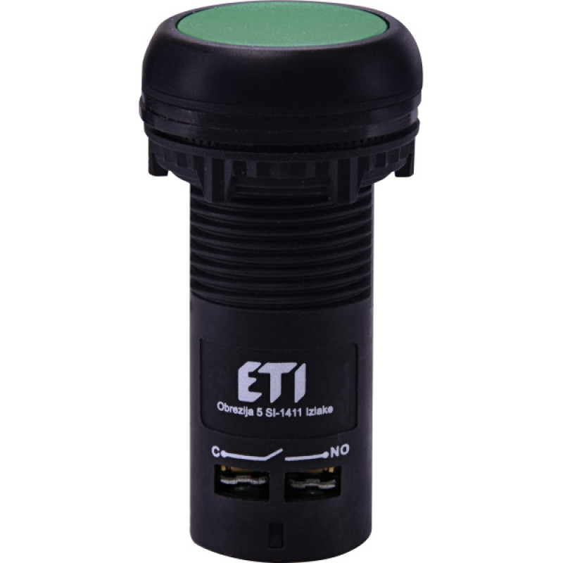 Моноблочная утопленная кнопка ETI 004771471 ECF-11-G (1NO+1NC зеленая)