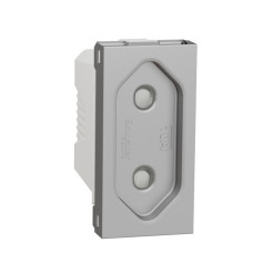 Розетка Schneider Electric Unica New NU303130 со шторками винтовой зажим 1м алюминий