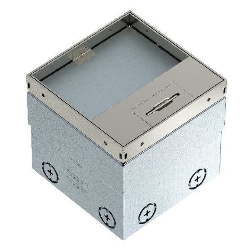 Розеточный люк OBO Bettermann (7368324) UDHOME2 2x розетки 250В 16A для покрытия 15мм, (h.=110...135мм) 140х140х110мм