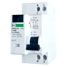 Диференційний автомат Promfactor FAP6-AC C 10А/0,03A 2P (1P+N) 6кА (FAP06C10030AC)