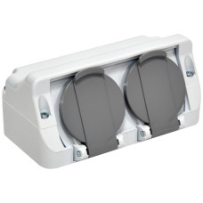 Розетка накладная двухместная с крышкой ETI PRE-2 IP44 (4481020)