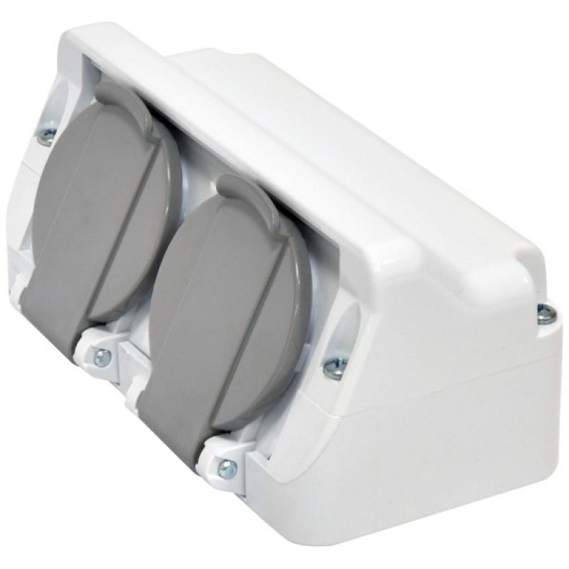 Розетка накладная двухместная с крышкой ETI PRE-2 IP44 (4481020)