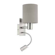 Бра, настенный светильник Eglo 96478 Pasteri E27+LED 1+1x40W+4W IP20 серый