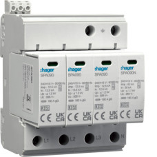 Разрядник (ПЗИП) Hager T1+T2 4P 50kA 1,2кВ TN-S TT + дополнительный контакт