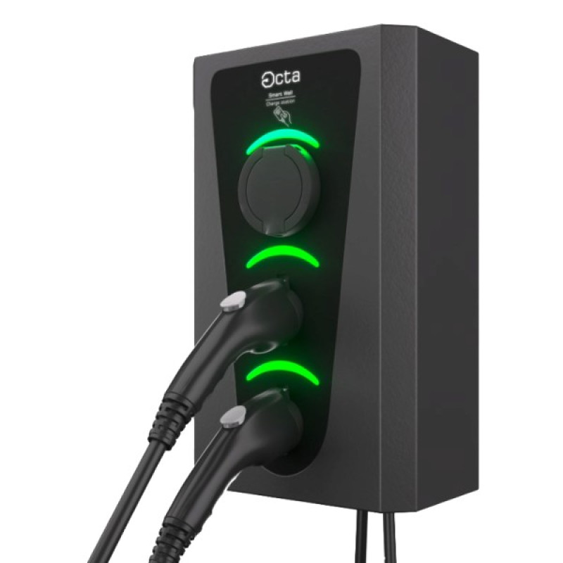 Комерційна зарядна станція для електромобілів Octa Energy SW336-С22-C2-C2 Smart Wall на 36кВт із 3 портами (Type 2 Type 2 Type 2)