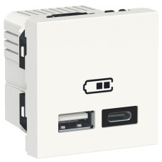 Двойная USB розетка Schneider Electric NU301818 тип А+тип С (белая)