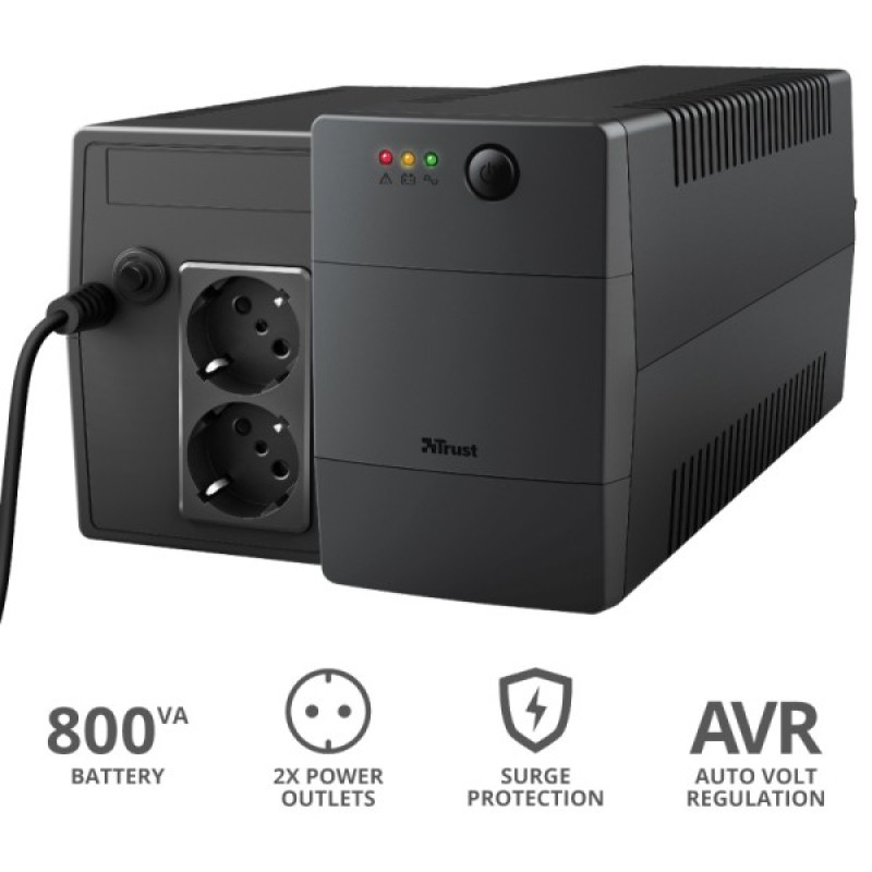 Безперебійник Trust 23503_TRUST Maxxon 800VA UPS with 2 standard wall power outlets BLACK (чорний)