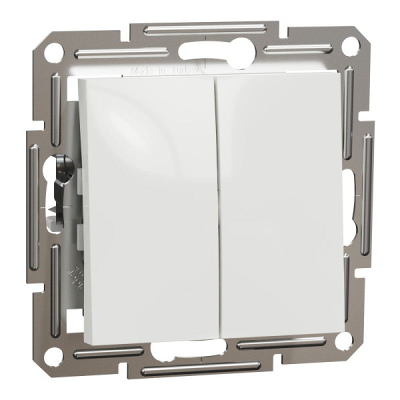 Переключатель двухклавишный Schneider Electric Asfora без рамки белый (EPH0670121)