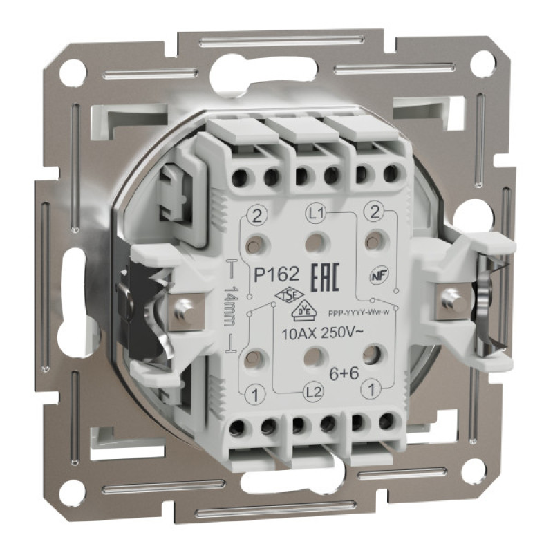 Переключатель двухклавишный Schneider Electric Asfora без рамки белый (EPH0670121)