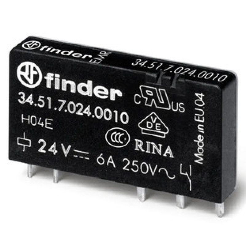 Ультратонкое реле Finder 1CO 6A 24В DC (345170240010)