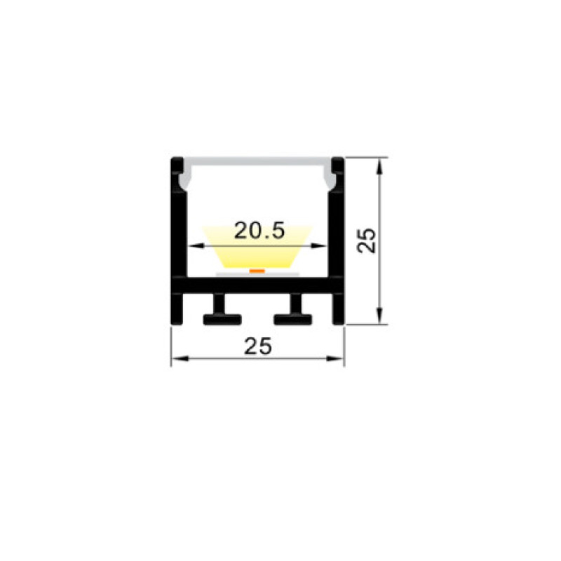 LED-профиль MLG подвесной LP25251F с рассеивателем, 2 метра