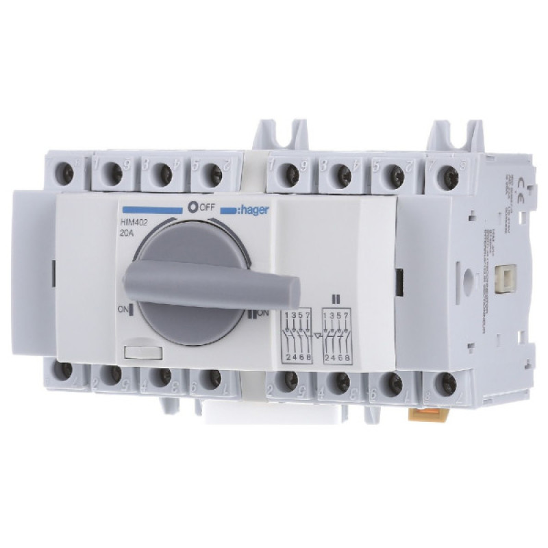 Перемикач Hager HIM402 I-0-II 20А 400/690В 4P 7м