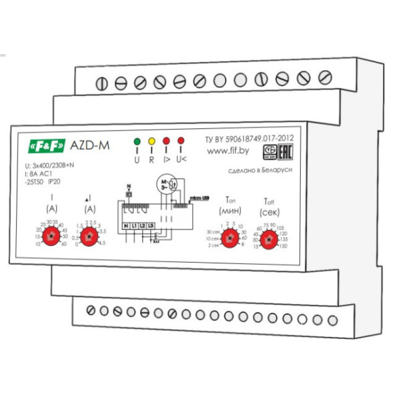 Автомат защиты двигателя F&F AZD-M-02 3х220/400В