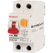 Выключатель дифференциального тока E.Next e.industrial.elcb.2.C16.30 1Р+N 16А С 30мА (i0230003)