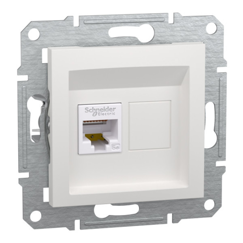 Компьютерная розетка RJ45 UTP cat.5e Schneider Electric Asfora без рамки белая (EPH4370121)
