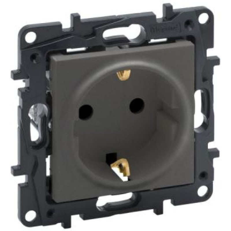 Розетка Legrand Niloe Step 16А 250В с заземлением винтовой механизм сталь (863421)