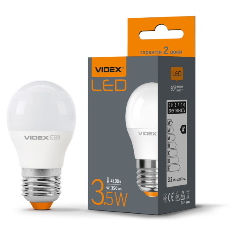 Светодиодная лампа Videx G45e E27 3,5Вт 4100K (VL-G45e-35274)
