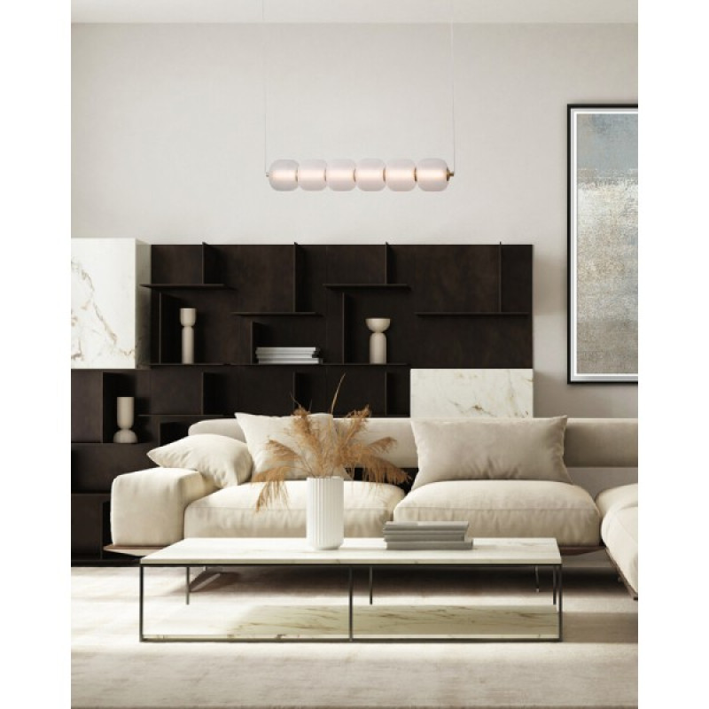 Підвісний світильник, люстра Italux PND-34362-6H-HBR-OPAL Ganti LED 6x15W 3000K 1625Lm IP20 золотий