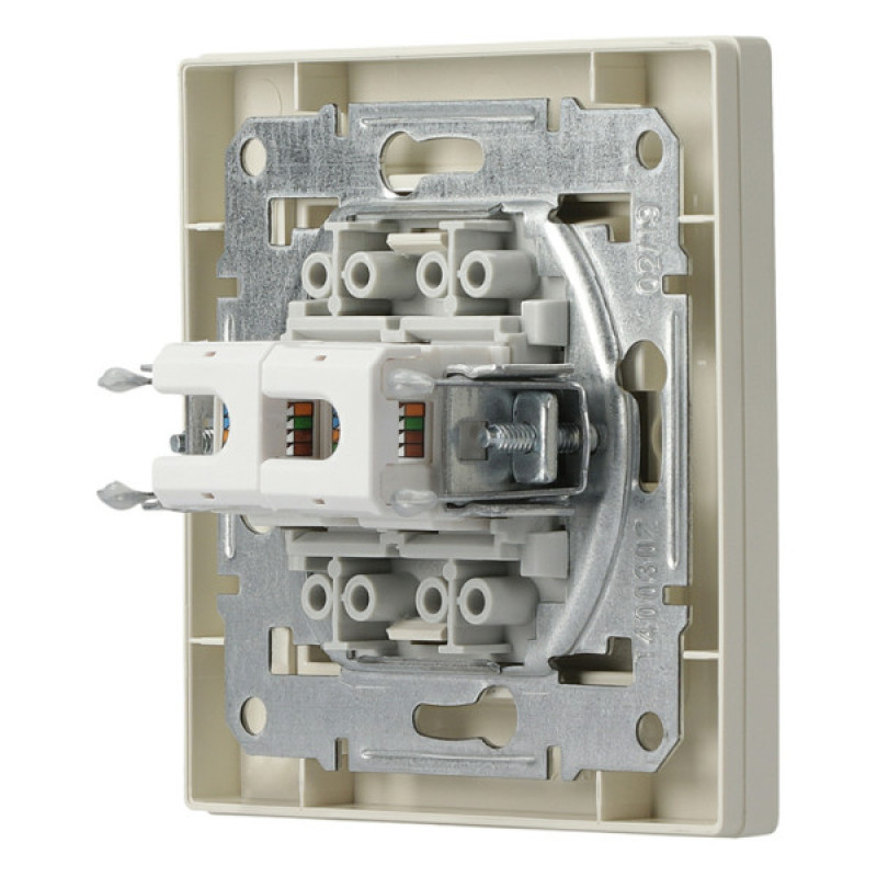Розетка комп'ютерна RJ45 кат.5е UTP подвійна кремова Asfora, EPH4400123