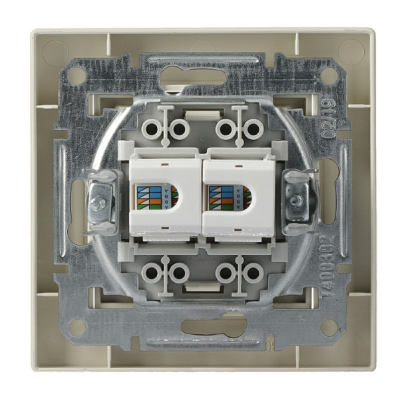 Розетка комп'ютерна RJ45 кат.5е UTP подвійна кремова Asfora, EPH4400123