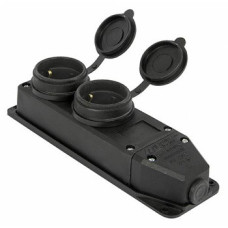 Каучукова подвійна колодка E.Next e.socket.rubber.029.2.16 16А із заземленням та захисною кришкою (s9100026)
