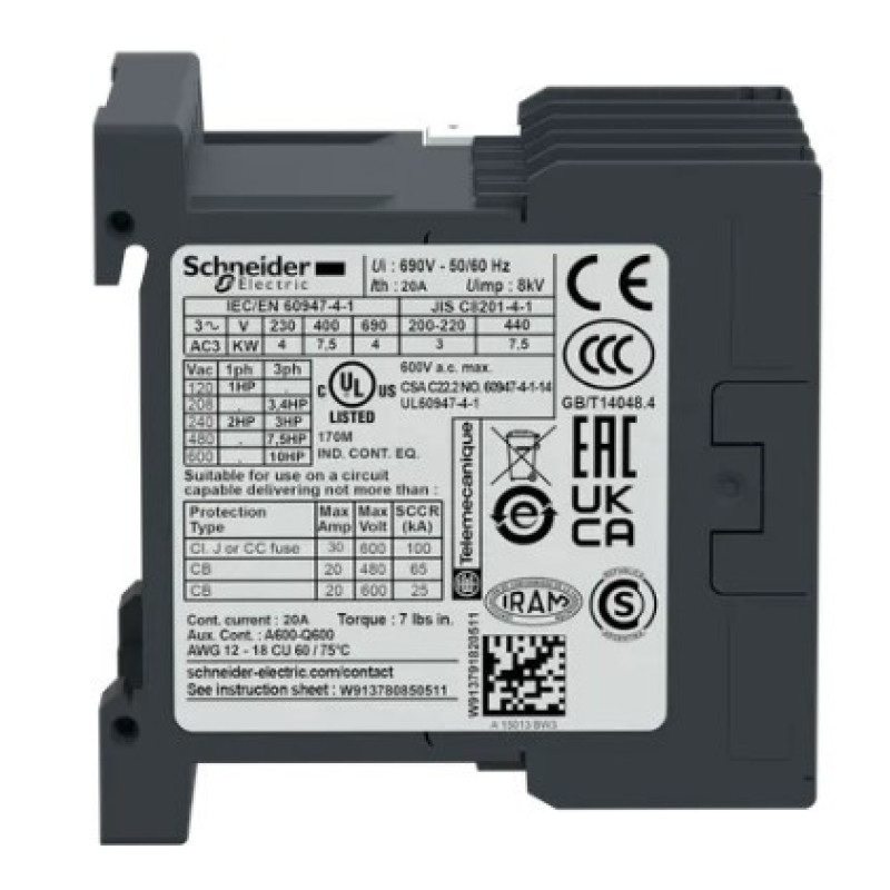 Контактор Schneider Electric TeSys K LC1K1601M7 3P 16A 220В