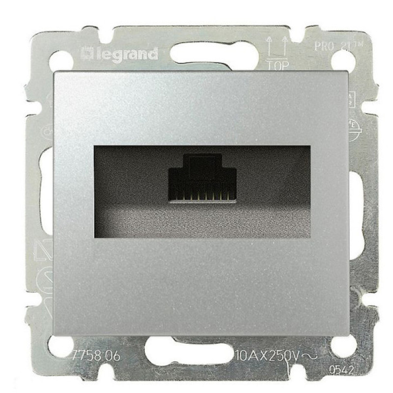 Механизм розетки компьютерной RJ-45 UTP Cat.6 Valena алюминий
