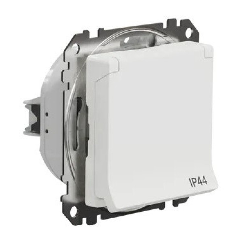 Розетка Schneider Electric Sedna Design & Elements с заземлением шторками и крышкой IP44 белая SDD211024