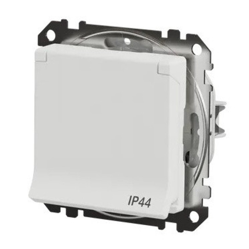 Розетка Schneider Electric Sedna Design & Elements с заземлением шторками и крышкой IP44 белая SDD211024