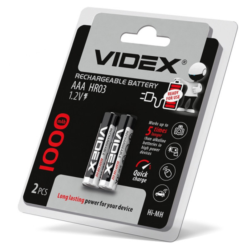 Акумулятор Videx AAA 1000мАч (HR03/1000/2DB) 1 шт