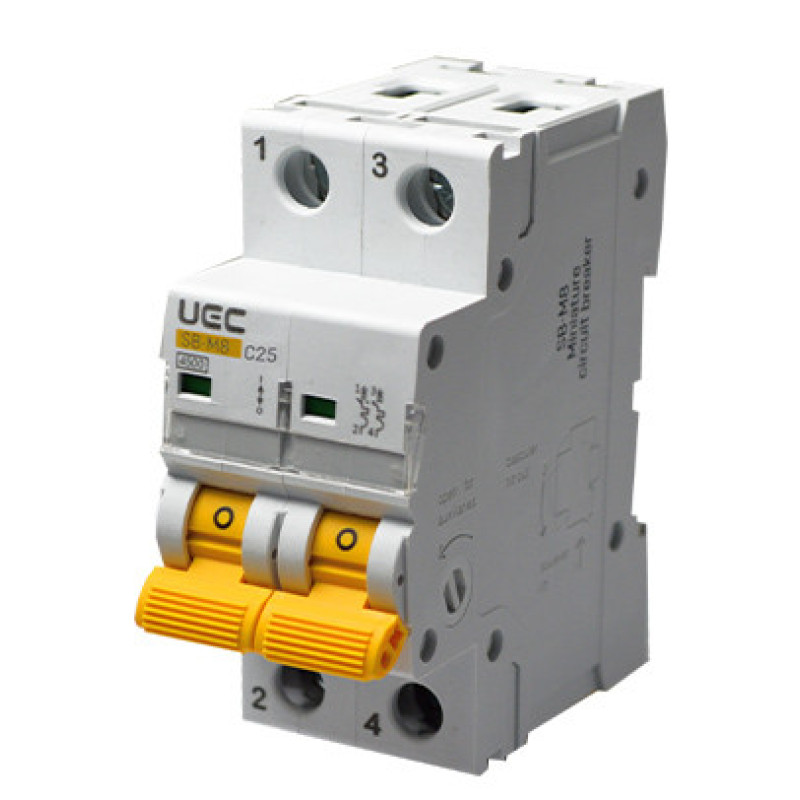 Автоматический выключатель UEC SB-M8 2P 25A C 4,5кA (MCB45-2-025-C)