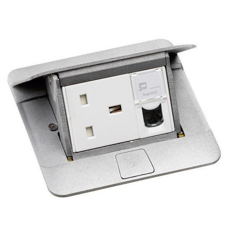Лючок с выдвижным блоком Legrand 54010 3М (алюминий)
