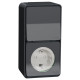 Накладний блок вимикач+розетка Schneider Electric MUR36024 із з/к IP55 (чорний)