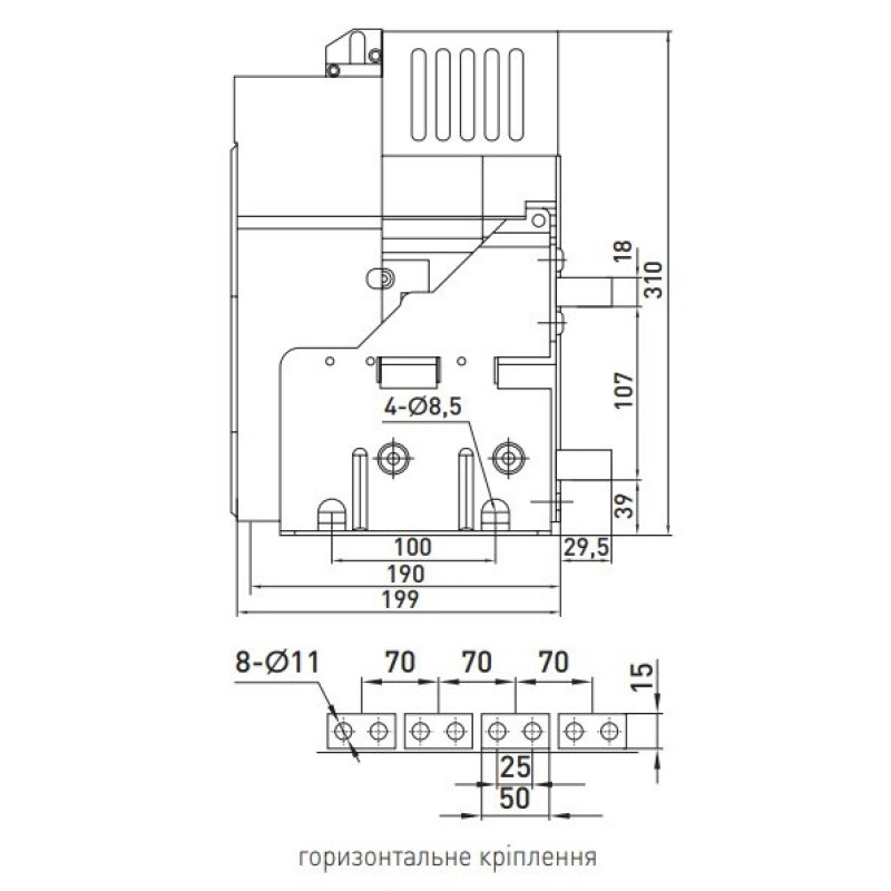 Стаціонарний повітряний автоматичний вимикач E.Next e.industrial.acb.1600F.1600 400В 3Р з мотор-приводом та РН (i081113)