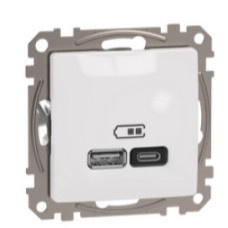 Розетка USB Schneider Electric Sedna Design & Elements A+C 3A 45Вт белая SDD111404