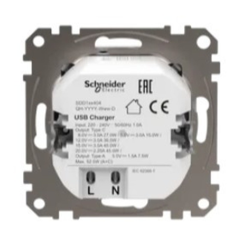 Розетка USB Schneider Electric Sedna Design & Elements A+C 3A 45Вт біла SDD111404