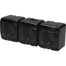 Розетка трехместная Eti Hermetics RHE-3sd-BL с з/к IP54 черная/прозрачная крышка (4668092)