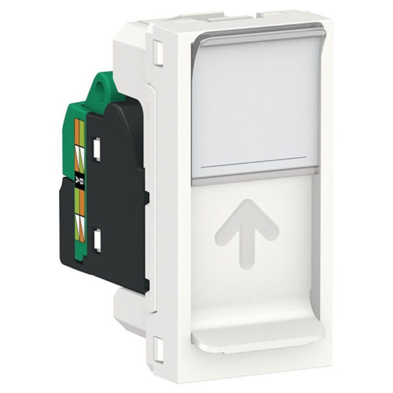 Одинарна комп'ютерна розетка Schneider Electric NU341018 RJ45 cat.5e UTP із полем для напису 1М (біла)