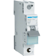Автоматический выключатель Hager MCS116 QC 6кА C 16A 1P