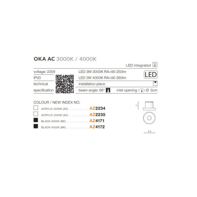 Точковий світильник AZzardo AZ4172 Oka 4000k Bk