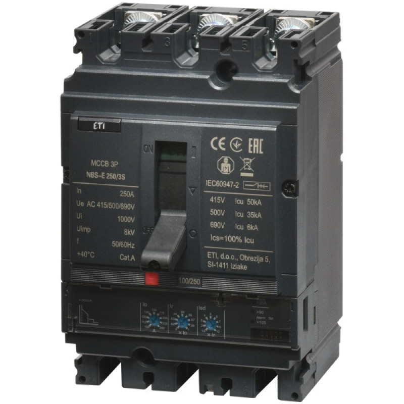 Корпусный автоматический выключатель ETI NBS-E 100/3S 3P 100A 50кА (4673043)