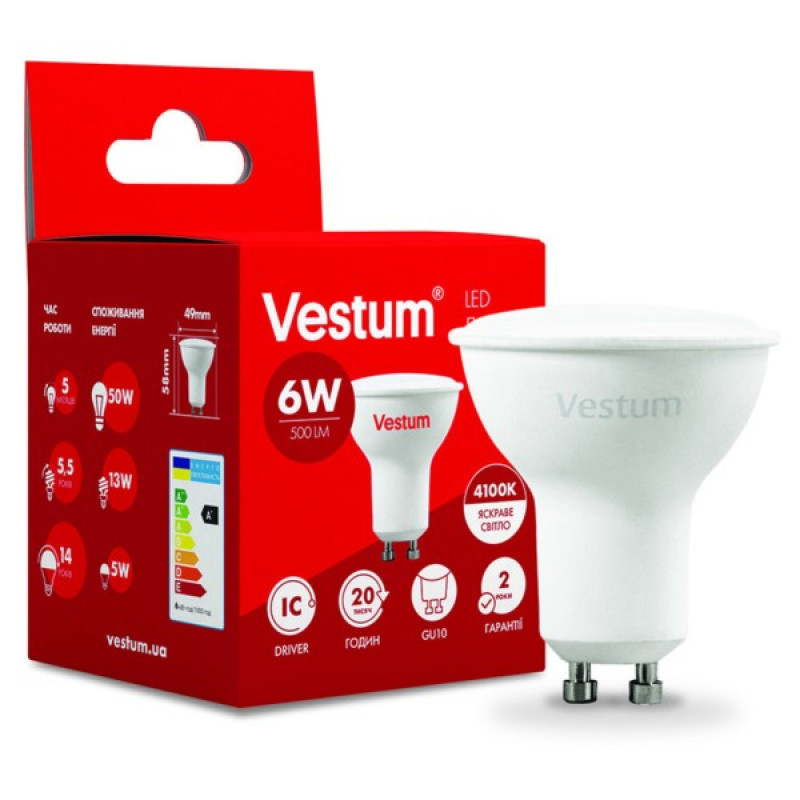 Світлодіодна лампа Vestum 1-VS-1506 MR16 6Вт 4100K GU10