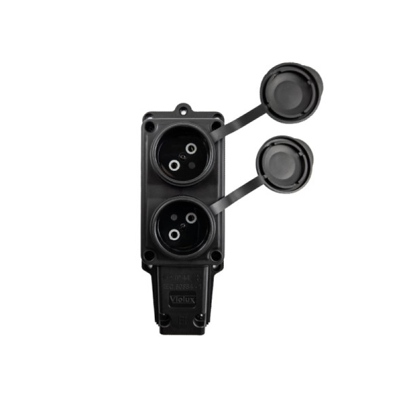 Колодка Violux каучук настенная 2-ная без заземления с крышкой IP44 ( 930700 )