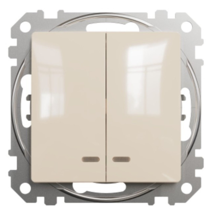 Двухклавишный выключатель Schneider Electric Sedna Design & Elements с подсветкой бежевый SDD112105L