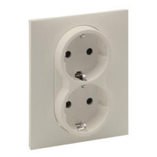 Розетка двойная 2х2К+З 16А/250В со шторками Legrand SUNO (слоновая кость) 721226