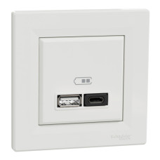 USB розетка Schneider Electric Asfora EPH2700421 USB/Type-C 3А 45Вт белая
