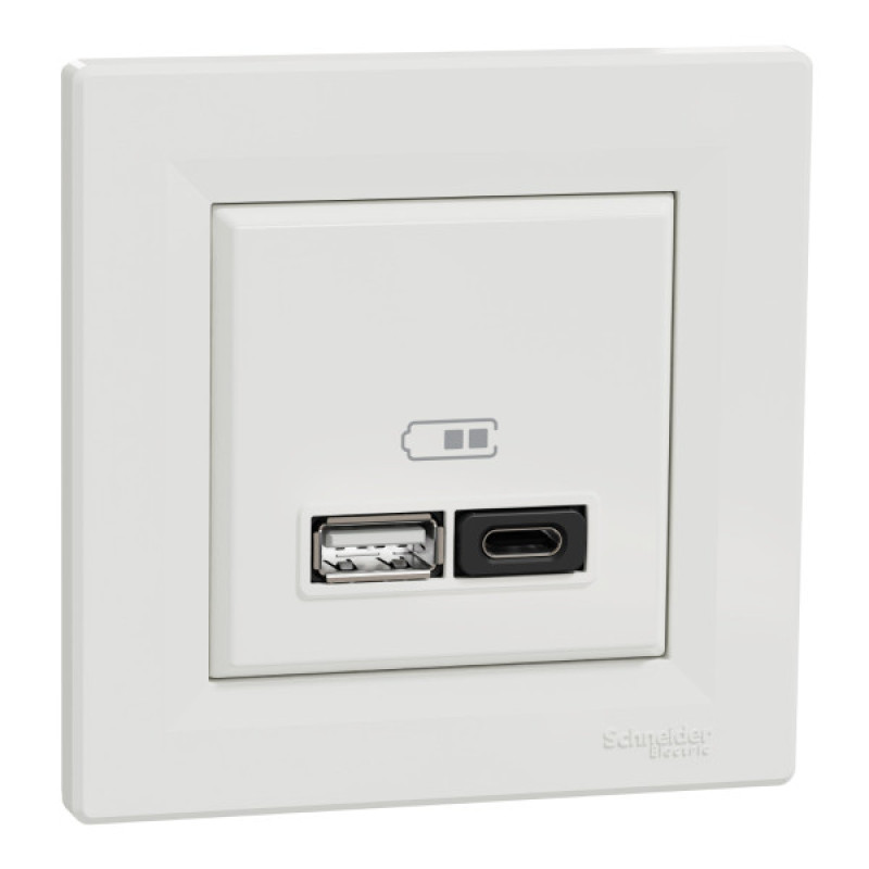 USB розетка Schneider Electric Asfora EPH2700421 USB/Type-C 3А 45Вт белая