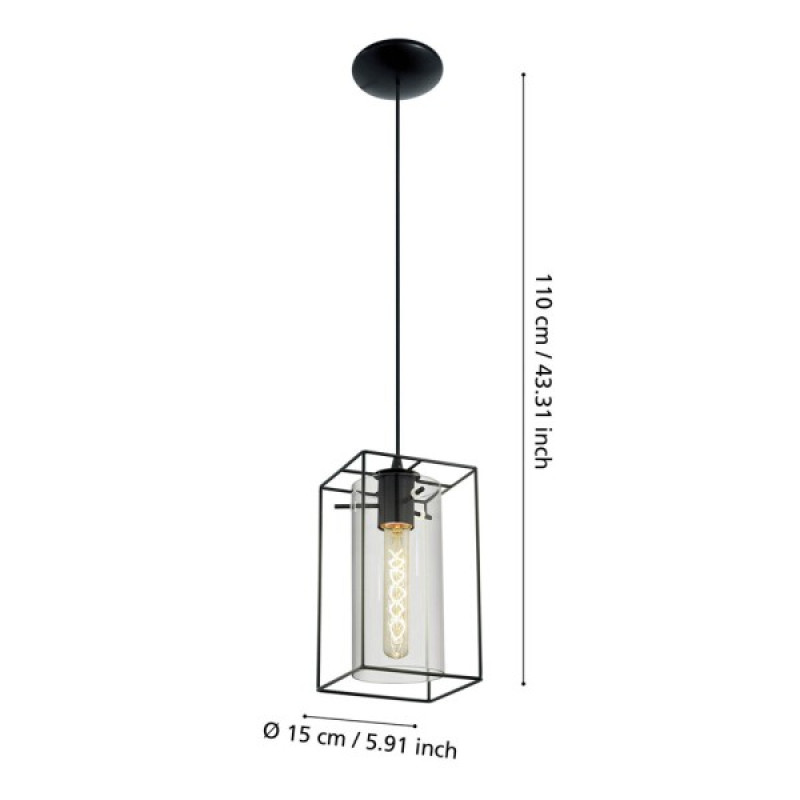 Подвесной светильник, люстра Eglo 49495 Loncino 1x60W IP20 черный