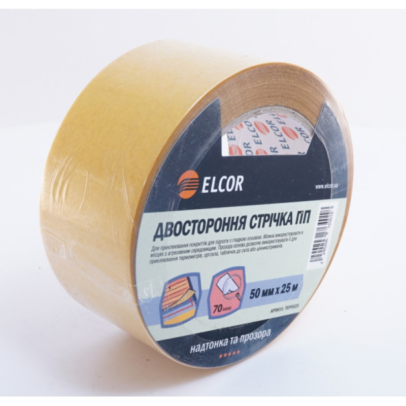 Двостороння стрічка Elcor 40206764 TRPP5025 на поліпропіленовій основі 50мм (25м)